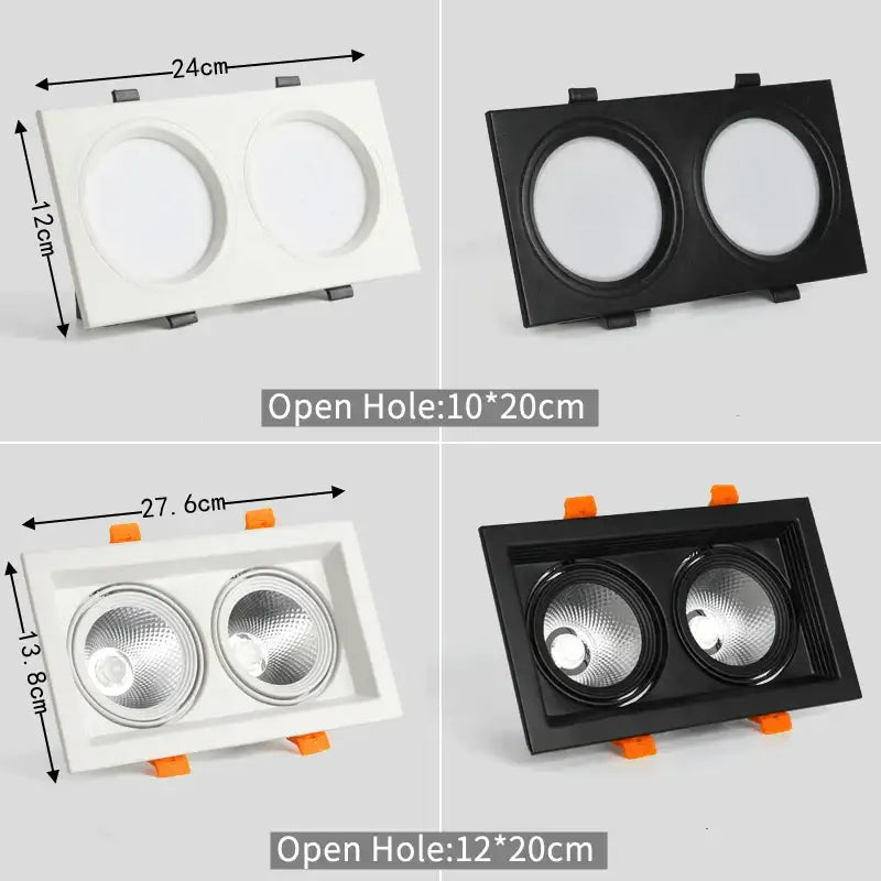 Decorbites™ led panel lamp with dual-light recessed white and black ultra-thin design for bathroom and industrial lighting