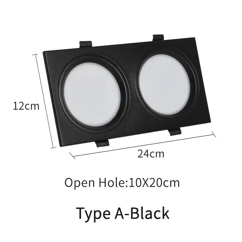 Black rectangular dual-light led panel lamp with mounting brackets ultra-thin recessed ceiling downlight for bathroom and corridor