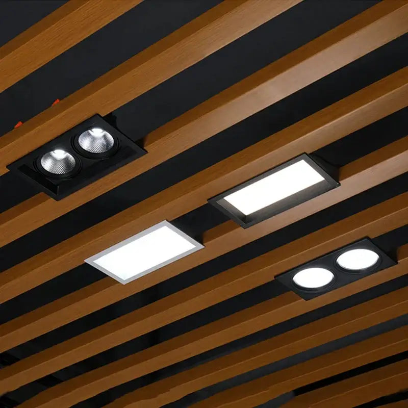 Black decorbites™ led panel lamp with ultra-thin recessed design and two circular led bulbs for modern lighting