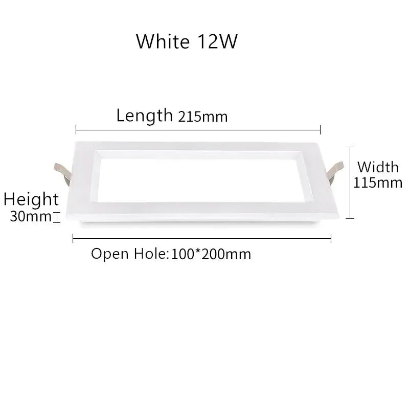 White rectangular recessed led panel lamp with ultra-thin anti-fog design for bathroom and corridor lighting