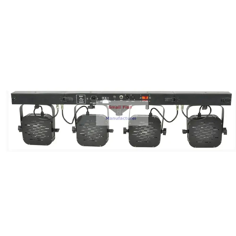 Black rectangular decorbites led par with four square spotlights and control panel featuring digital display in led par kit