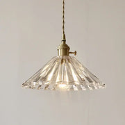 Decorbites led pendant lamp with clear faceted glass shade brass fixture and twisted cord for modern stair lighting