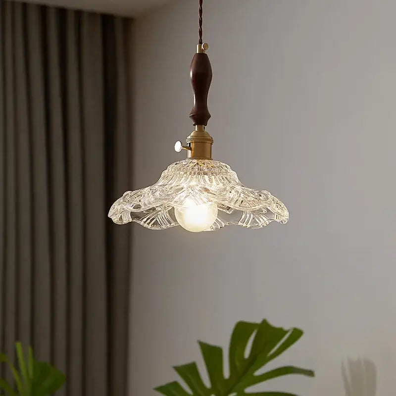 Decorbites led pendant lamp with delicate clear glass fluted design and brass accents in modern style pendant light
