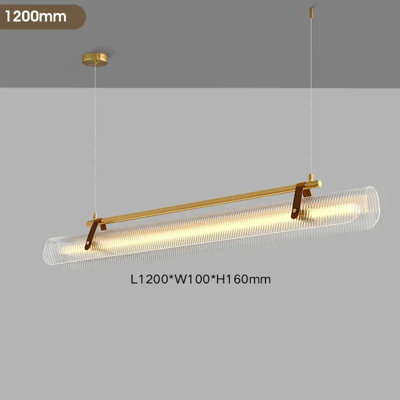 Gold-toned decorbites led pendant lamp with cylindrical frosted glass diffuser and sleek metal frame for dining room lighting