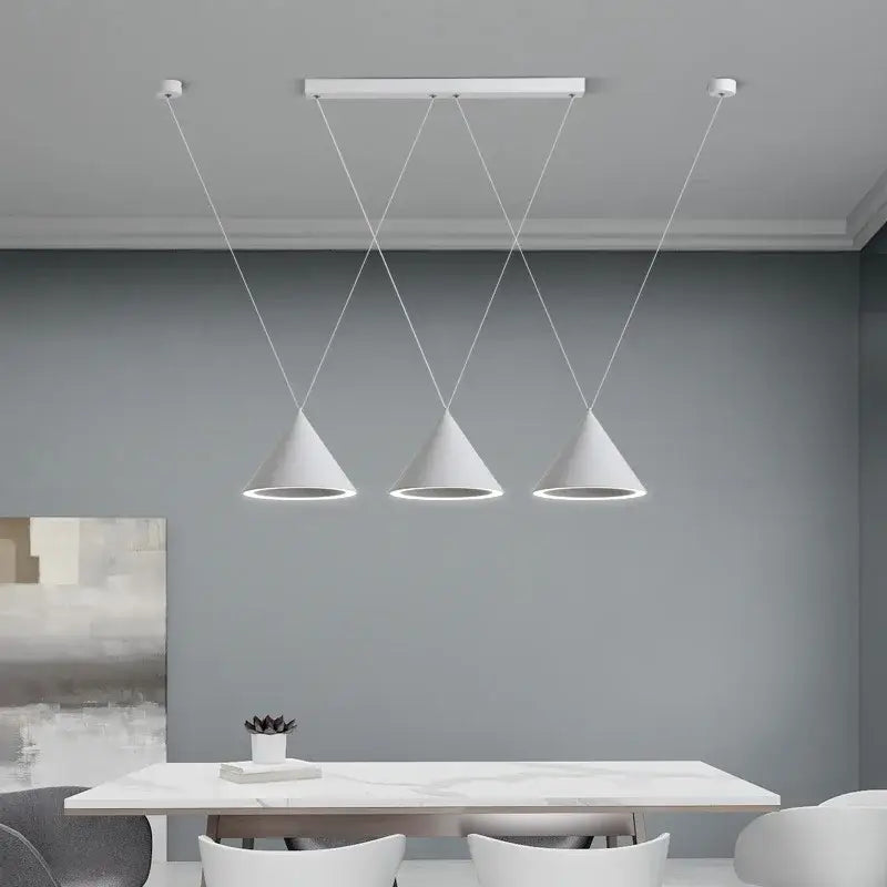 Modern white conical decorbites led pendant light with minimalist design for kitchen island and dining table illumination