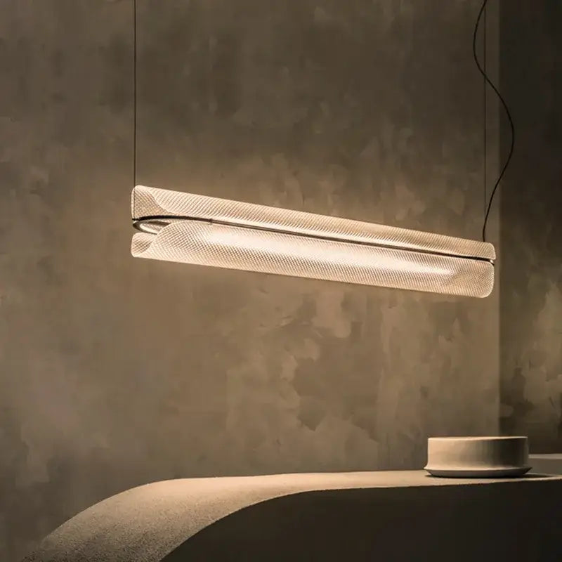 Modern minimalist decorbites led pendant with textured translucent glass and sleek metallic accents for home and office lighting