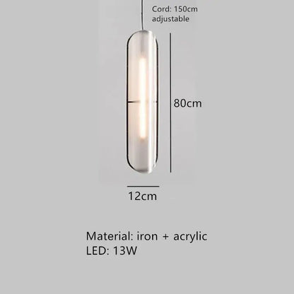 DecorBites led pendant lamp with cylindrical glass led bulb enclosure crafted from iron and acrylic for modern spaces