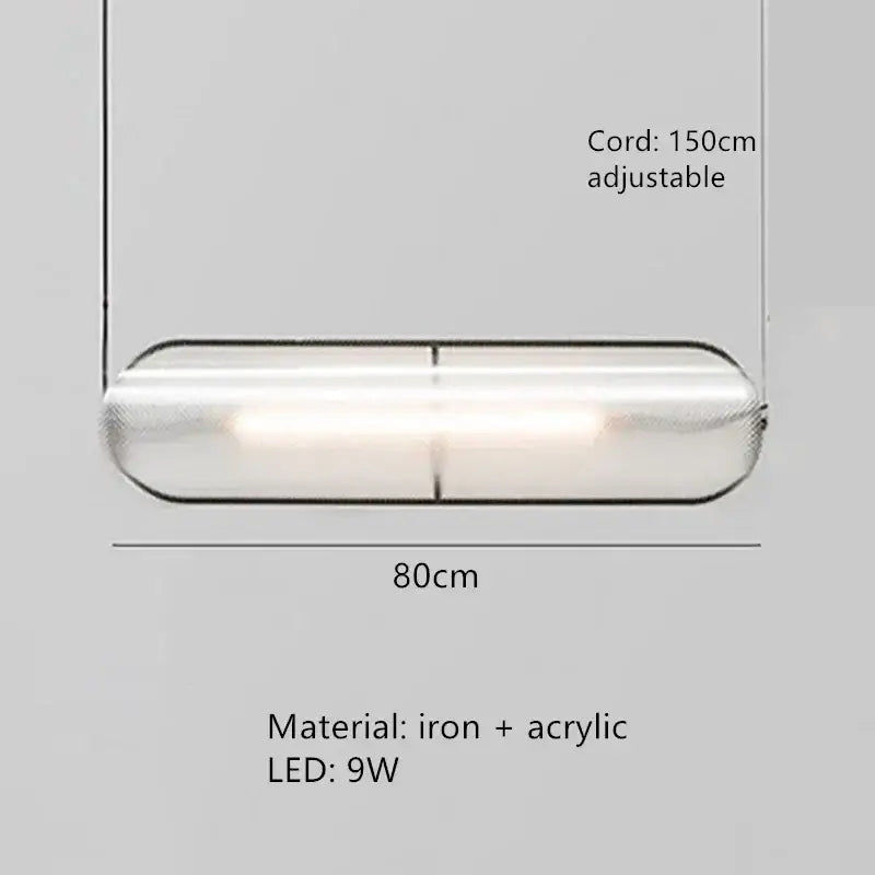 Modern minimalist decorbites led pendant lamp with iron acrylic oval design and integrated 9w led bulb emitting soft white glow