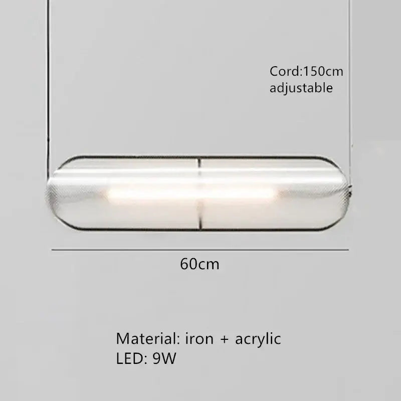 Modern minimalist decorbites led pendant lamp with iron and acrylic oval design and warm 9w led light for home and office