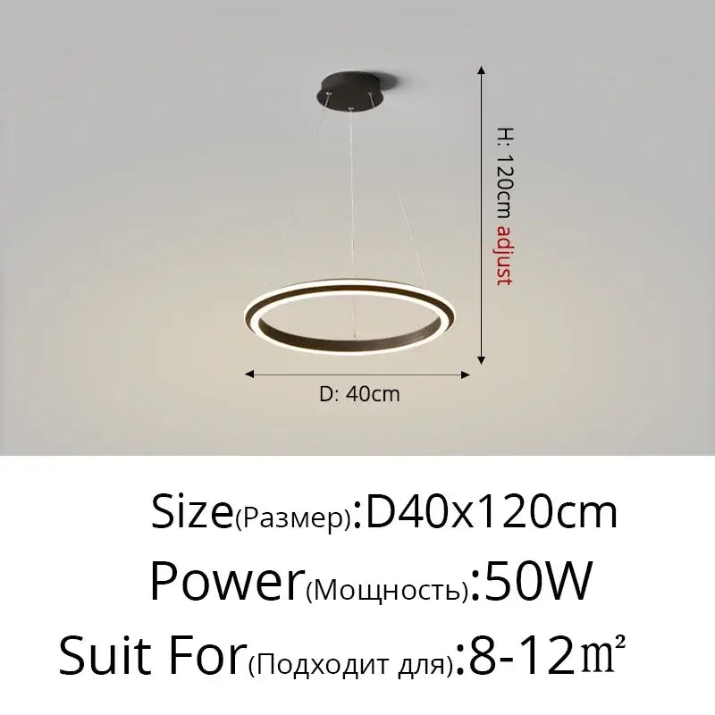 Modern black circular decorbites led pendant lamp with sleek minimalist design and adjustable height for bedroom kitchen foyer
