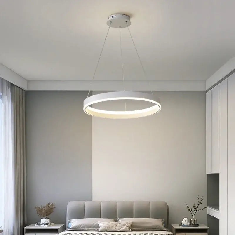 Modern white circular decorbites led pendant lamp with sleek minimalist design for bedroom kitchen and foyer lighting