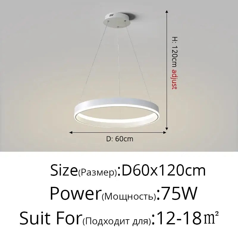 Modern white circular decorbites led pendant lamp with adjustable height and minimalist design for bedroom kitchen foyer