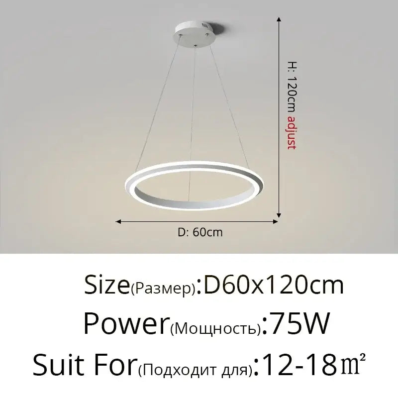 Modern white circular led pendant lamp with adjustable height by decorbites led for bedroom kitchen and foyer lighting