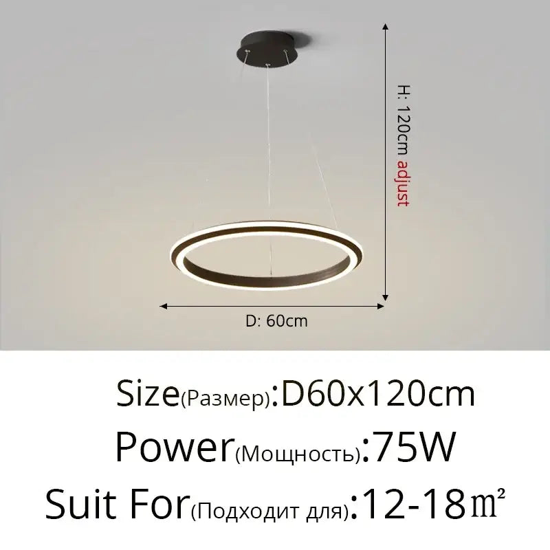 Modern black circular decorbites led pendant lamp with adjustable height and minimalist design for bedroom kitchen foyer