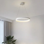 Modern white circular led pendant lamp with sleek minimalist design by decorbites for bedroom kitchen and foyer lighting