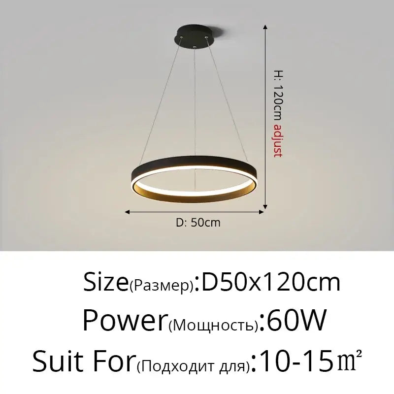 Modern black and gold circular decorbites led pendant lamp with adjustable height for bedroom kitchen and foyer lighting