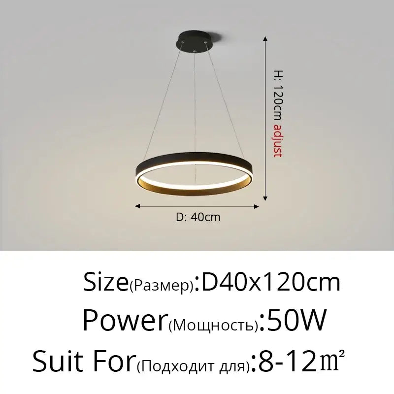 Modern black and gold circular decorbites led pendant lamp with adjustable height for bedroom kitchen and foyer lighting
