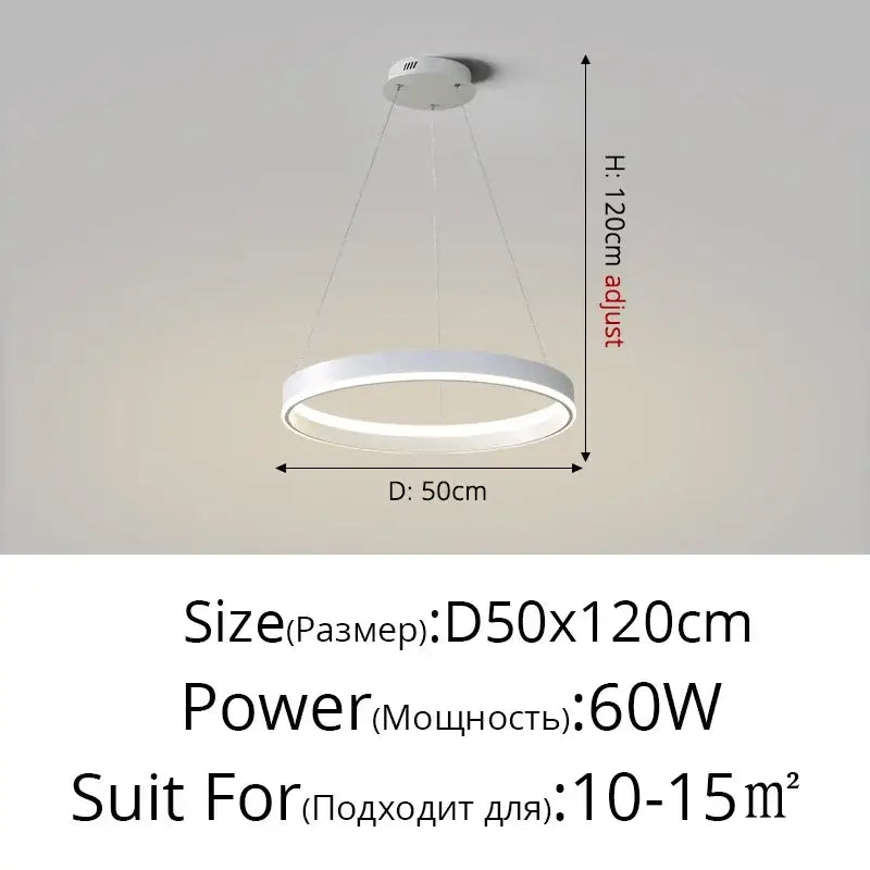 Modern white circular decorbites led pendant lamp with adjustable height for bedroom kitchen and foyer lighting