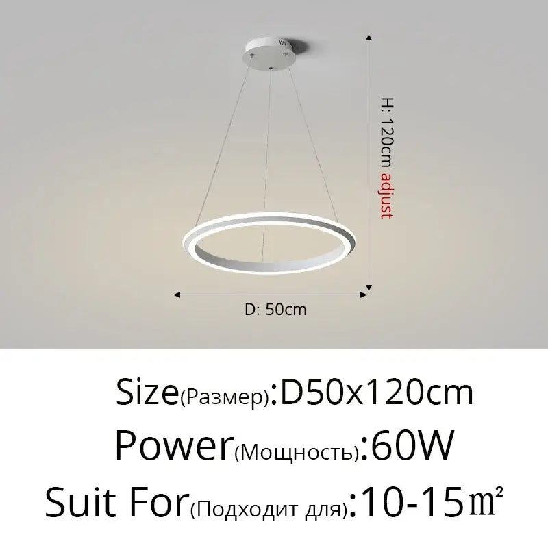 Modern white circular decorbites led pendant lamp with adjustable height and minimalist design for bedroom kitchen and foyer