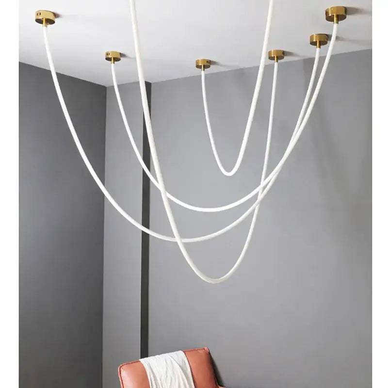 Modern white rope led pendant lamp with gold-toned ceiling fixtures by decorbites led pendant for living room use