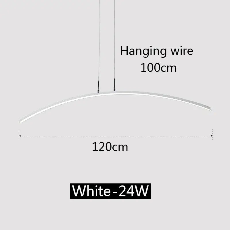 White sleek modern arc-shaped decorbites led pendant lamp with minimalist design 24w for office and kitchen lighting