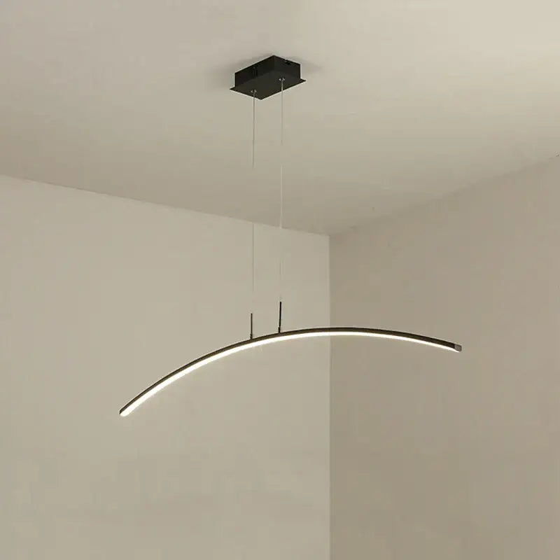Modern black curved decorbites led pendant lamp with sleek minimalist design for office and kitchen lighting