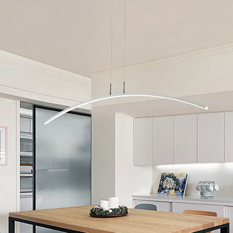Modern white curved decorbites led pendant lamp with sleek minimalist design for office and kitchen lighting