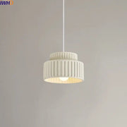 Off-white ribbed ceramic decorbites led pendant lamp with warm glow nordic modern cream color hanging light fixture
