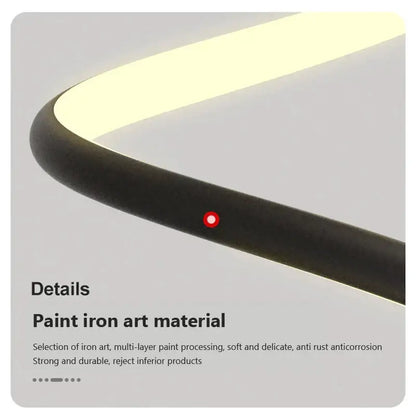 A sleek curved black decorbites led pendant lamp with smooth painted iron art finish for indoor spaces