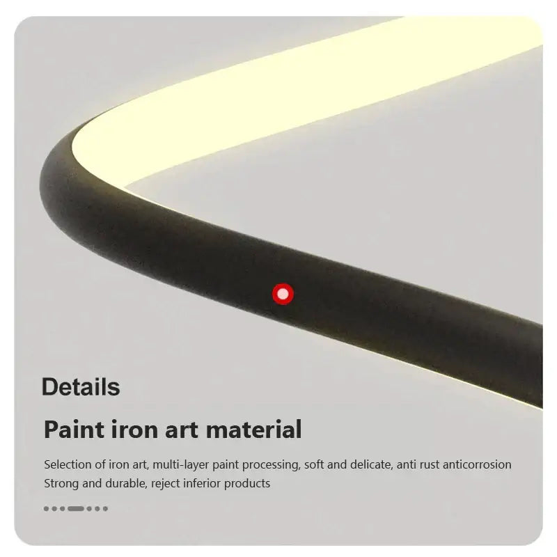 A sleek curved black decorbites led pendant lamp with smooth painted iron art finish for indoor spaces
