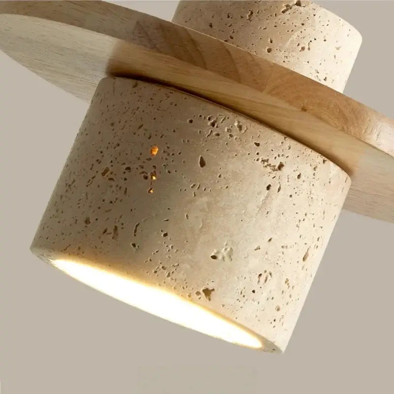 Beige concrete and light wood decorbites led pendant lamp with warm glow for nordic minimalism lighting