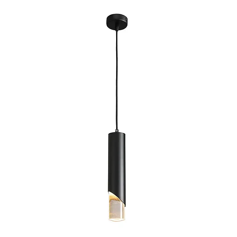 Black cylindrical decorbites led pendant lamp with matte finish and clear acrylic diffuser for kitchen island and office