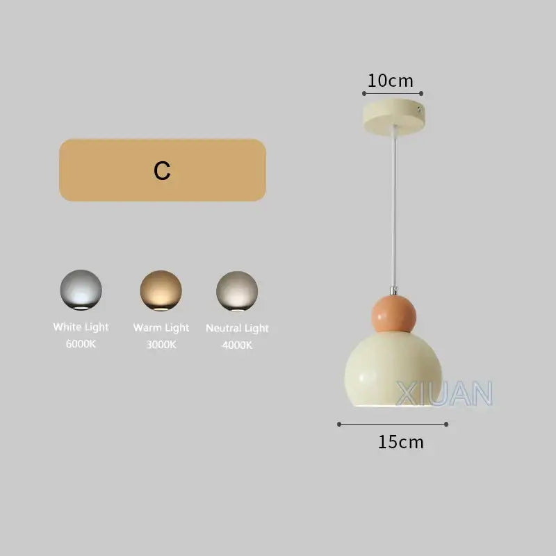 Cream-colored two-tiered matte spherical led pendant lamp from decorbites for bedroom living room and dining table use