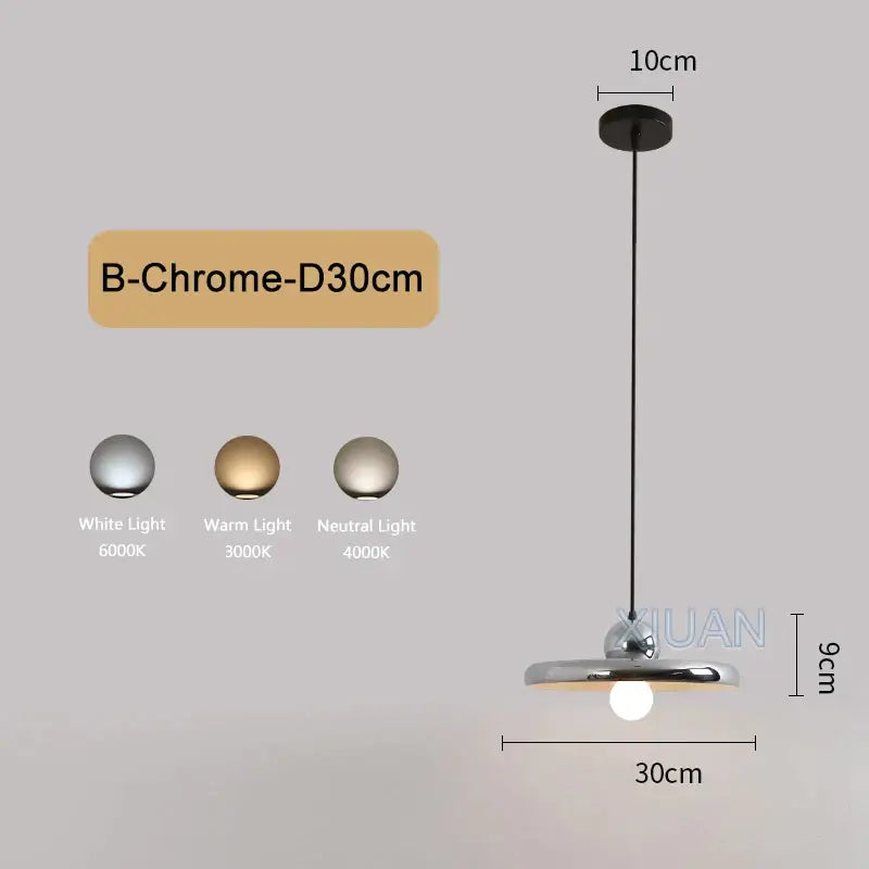 Decorbites™ b-chrome-d30cm led pendant lamp with sleek chrome finish and minimalist circular design for modern spaces