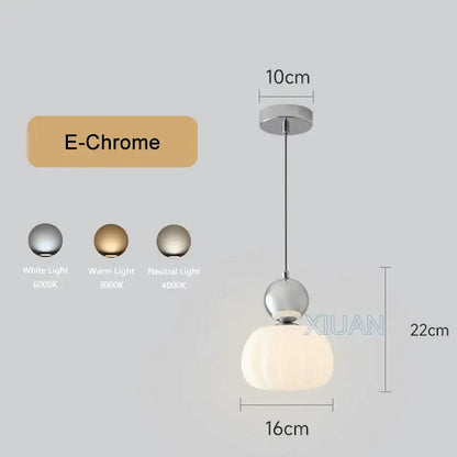 DecorBites™ led pendant lamps with a sleek chrome top and frosted glass globe for bedroom and dining lighting