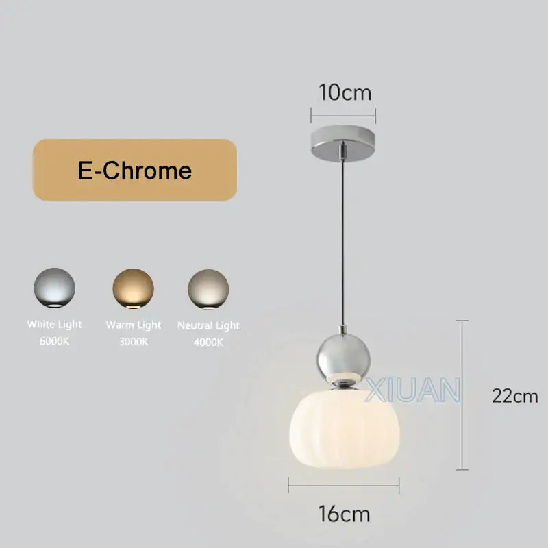 DecorBites™ led pendant lamps with a sleek chrome top and frosted glass globe for bedroom and dining lighting