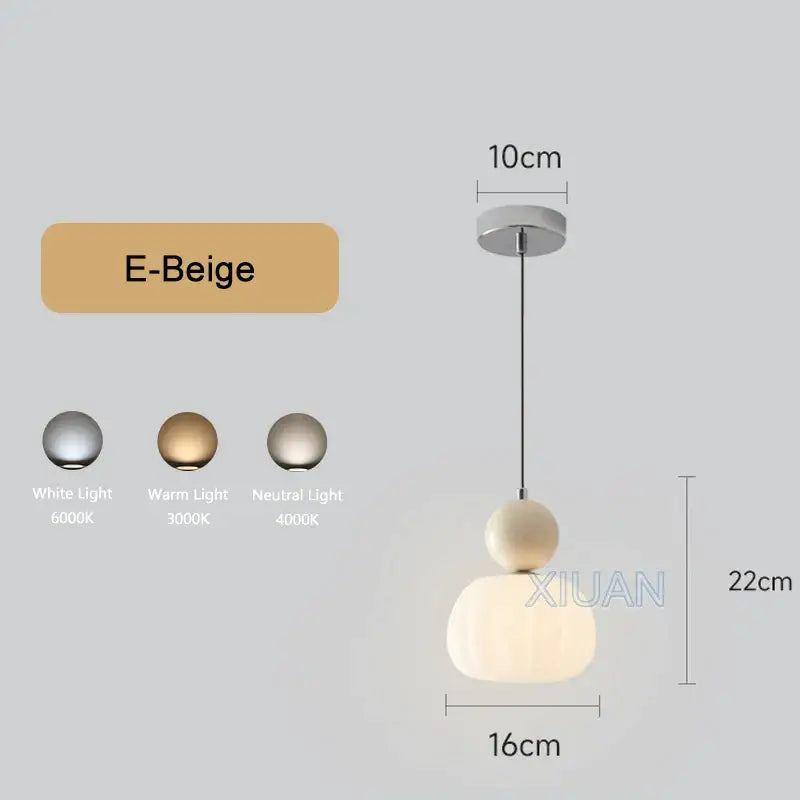 Decorbites™ led pendant lamps featuring e-beige two stacked spherical shades in matte white and cream for modern interiors