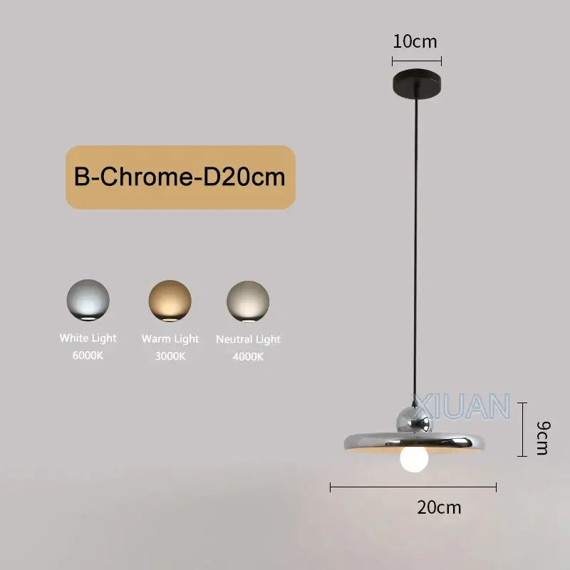 Decorbites™ led pendant lamp with polished chrome finish and minimalist design for bedroom living room dining table
