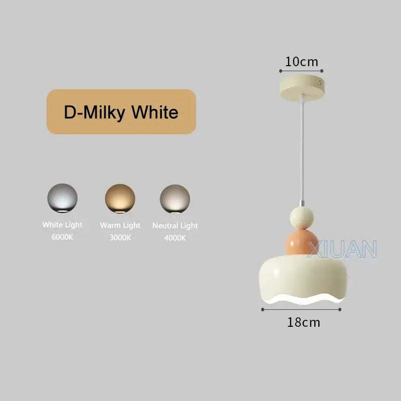 Milky white ceramic decorbites led pendant lamps with stacked spherical cream, peach, and off-white shades for dining table