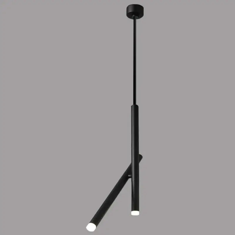 Black minimalist decorbites led pendant light with two angled cylindrical arms and bright white led bulbs for living room
