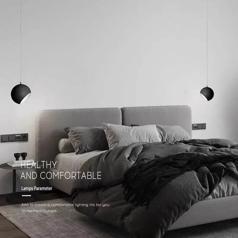 Black spherical matte finish decorbites led pendant light ceiling lamp for modern interior lighting