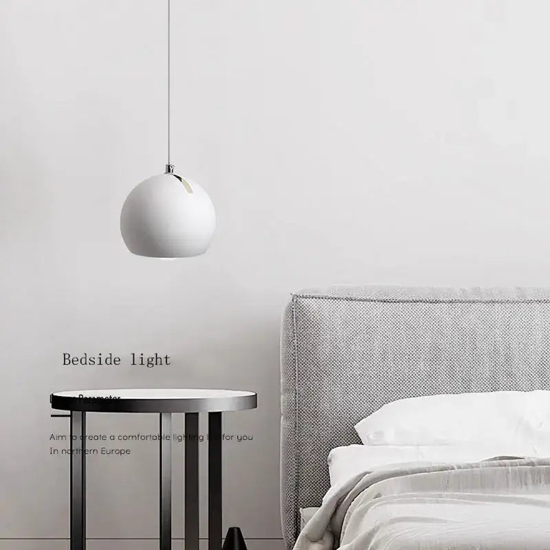 Decorbites led pendant white spherical pendant light with sleek metallic suspension for modern interiors