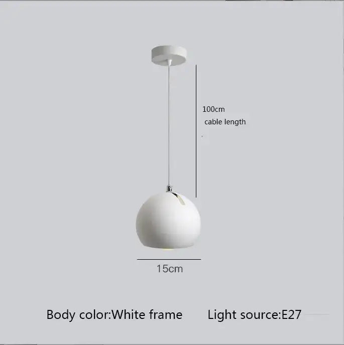 White spherical decorbites led pendant light with minimalist design and 100cm cable pendant lamp for modern interiors