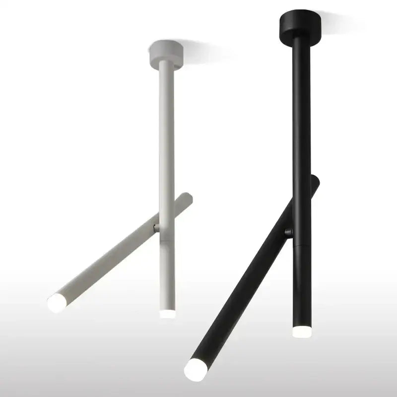Minimalist decorbites led pendant light with adjustable matte black and white aluminum rods for modern living spaces