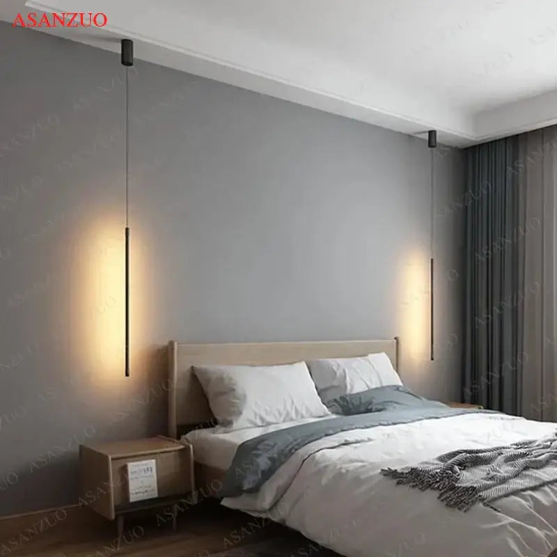 Modern black pendant light DecorBites™ LED adjustable line strip wall sconces with warm vertical light beams