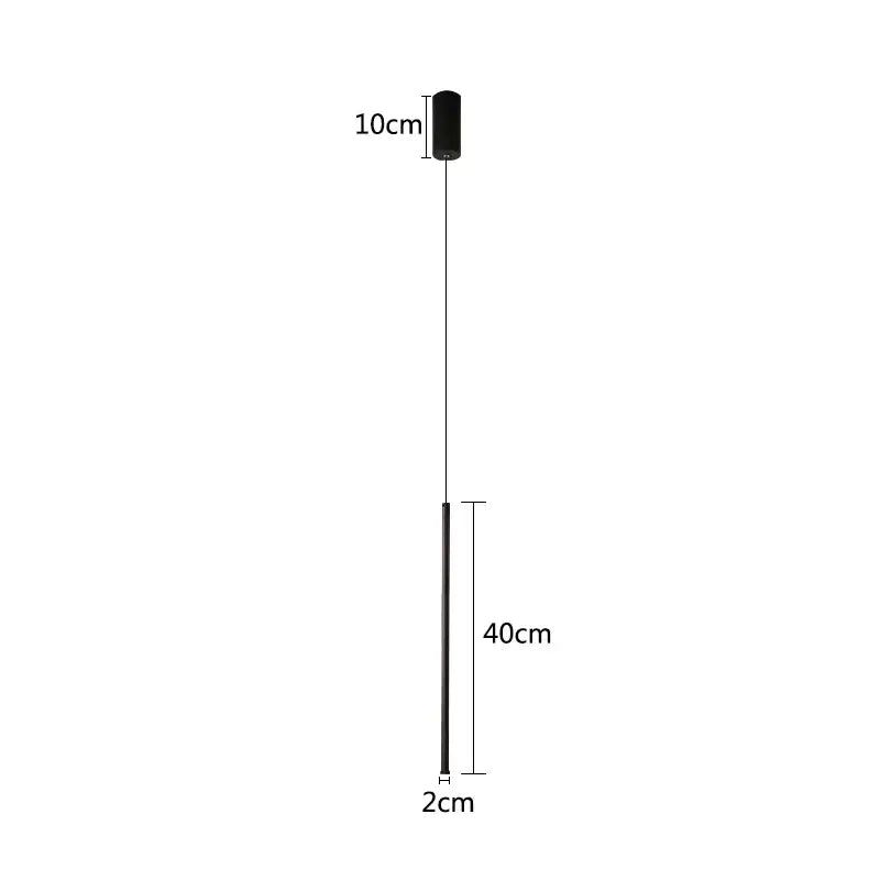 Decorbites™ black cylindrical pendant light with adjustable line strip and 40cm cord for modern home decor