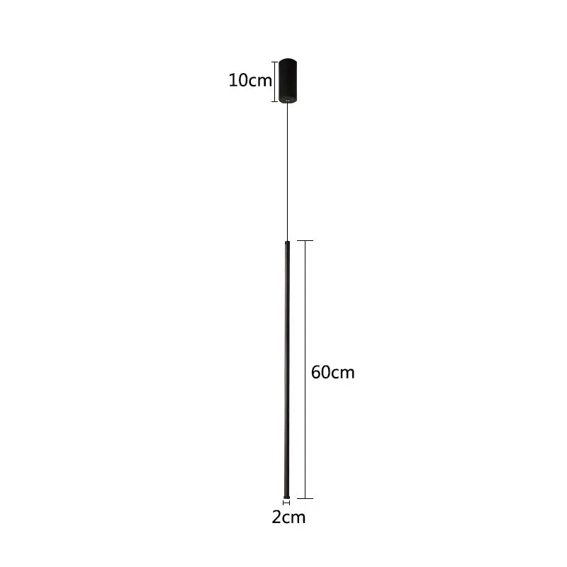 Decorbites™ black cylindrical pendant light with 10cm top diameter and 60cm adjustable line strip for modern decor