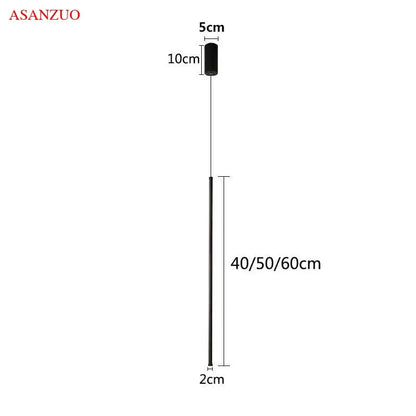 Black cylindrical decorbites™ pendant light with adjustable line strip and 40 50 60cm adjustable line for modern decor