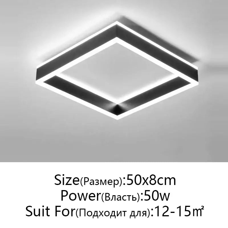 Modern black and white DecorBites LED pendant light ceiling lamp with geometric double-layered square design for living room