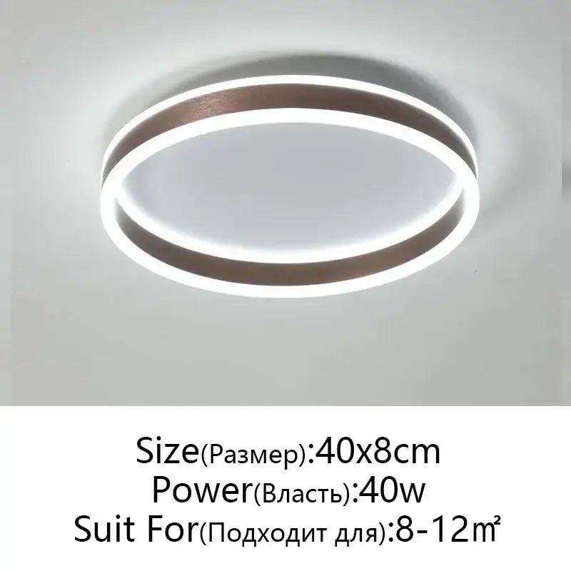 DecorBites led pendant ceiling lamp with sleek white LED ring and dark wood finish for minimalist living room decor